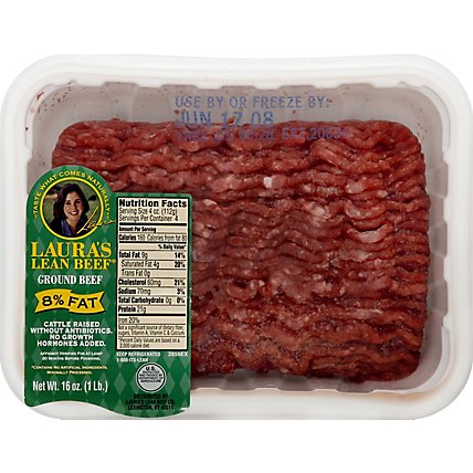 Lauras Beef Ground Beef 92% Lean 8% Fat - 16 Oz - Image 2