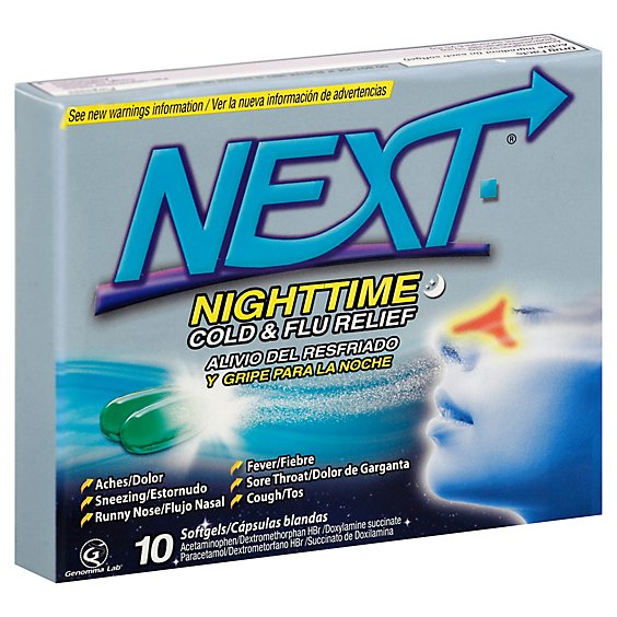 Next Nighttime Cold & Flu Relief Softgels - 10 Count