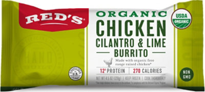 Reds Organic Chicken Cilantro Lime Burrito - 4.5 Oz