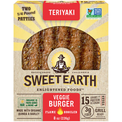 Sweet Earth Teriyaki Flame Broiled Veggie Burger Box - 2 Count
