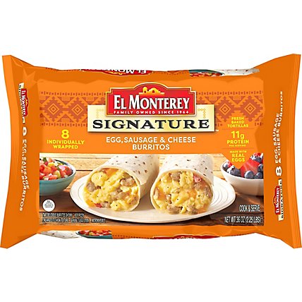 El Monterey Signature Egg Sausage & Cheese Breakfast Burritos 8 Count - 36 Oz - Image 2