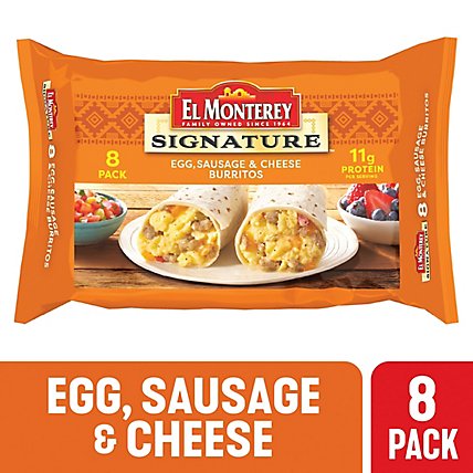 El Monterey Signature Egg Sausage & Cheese Breakfast Burritos 8 Count - 36 Oz - Image 1