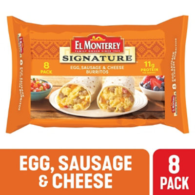El Monterey Signature Egg Sausage & Cheese Breakfast Burritos 8 Count - 36 Oz