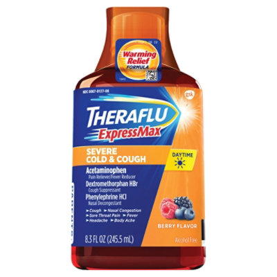 Theraflu ExpressMax Severe Cold & Cough Pain Reliever/ Fever Reducer Daytime Berry - 8.3 Fl. Oz.