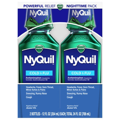 Vicks NyQuil Cold & Flu Medicine Nighttime Relief Liquid Original - 2-12 Fl. Oz. - Image 3