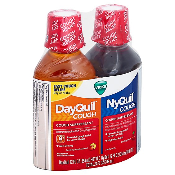 Vicks DayQuil NyQuil Combo Cough Suppressant Syrup - 2-12 Fl. Oz.