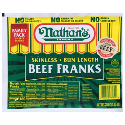 Nathans Famous Franks Beef Family Pack - 32 Oz