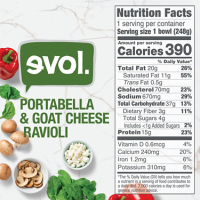 Evol Frozen Meal Ravioli Portabella & Goat Cheese - 8.75 Oz - Image 3