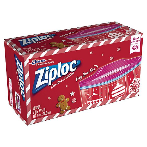 Ziploc Bags Storage Quart Value Pack Holiday - 48 Count