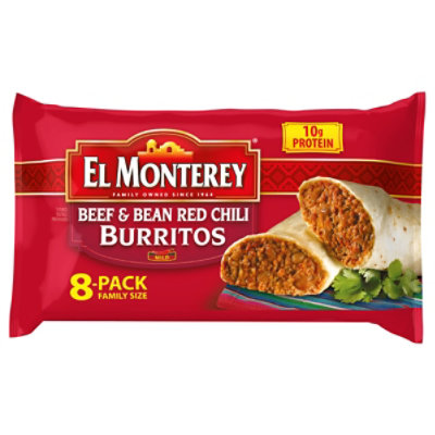 El Monterey Beef & Bean Red Chili Burritos Family Size 8 Count - 32 Oz - Image 5