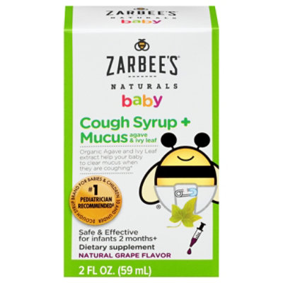 Zarbee's Naturals Baby Grape Flavor Agave & Ivy Leaf Cough Syrup + Mucus - 2 Fl. Oz. - Image 3