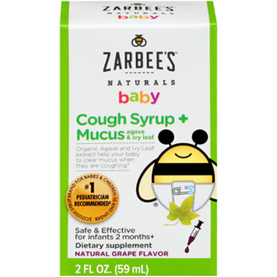 Zarbee's Naturals Baby Grape Flavor Agave & Ivy Leaf Cough Syrup + Mucus - 2 Fl. Oz.