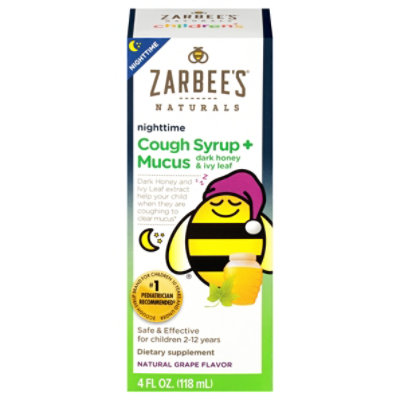 Zarbees Naturals Childrens Cough Syrup Plus Mucus Nighttime With Dark Honey & Ivy Leaf - 4 Fl. Oz. - Image 3