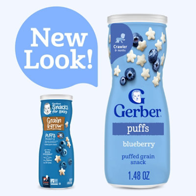 Gerber Grain & Grow Puffs Blueberry Snacks for Baby In Canister - 1.48 Oz - Image 3