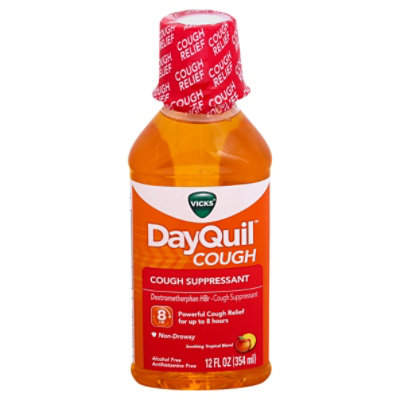 Vicks DayQuil Cough Suppressant Syrup Non Drowsy Soothing Tropical Blend - 12 Fl. Oz.