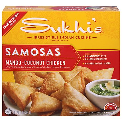 Sukhis Chicken Samosas with Cilantro Chutney Mildly Spiced - 10 Oz - Image 3