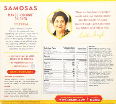 Sukhi's Indian Chicken Mango Coconut Samosa Frozen Appetizer Snack - 10 Oz - Image 5