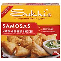 Sukhis Chicken Samosas with Cilantro Chutney Mildly Spiced - 10 Oz - Image 1