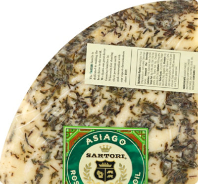 Sartori Asiago Rosemary And Olive Oil Quarter Wheel Cheese - Image 2