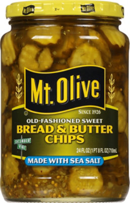 Mt. Olive Pickles Chips Bread & Butter Chips Old-Fashioned Sweet Made with Sea Salt - 24 Fl. Oz. - Image 1