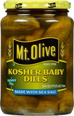 Mt. Olive Pickles Kosher Baby Dills Made with Sea Salt - 24 Fl. Oz. - Image 1