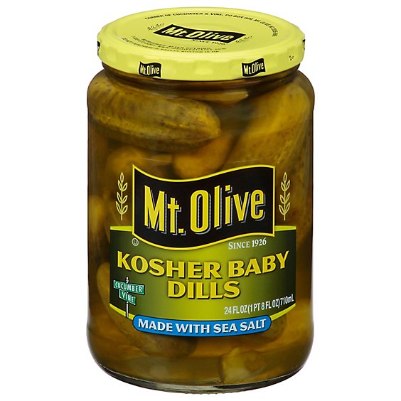 Mt. Olive Pickles Kosher Baby Dills Made with Sea Salt - 24 Fl. Oz.