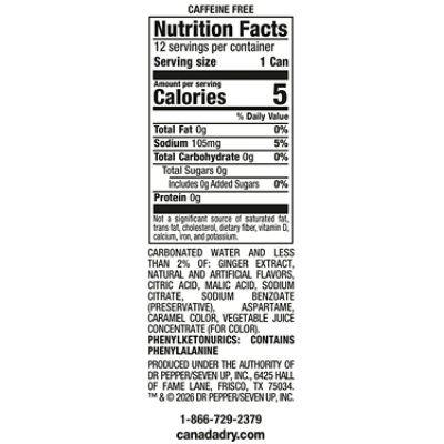 Canada Dry Soda Zero Sugar Cranberry Ginger Ale  - 12-12 Fl. Oz. - Image 3