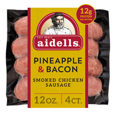 Aidells Smoked Chicken Sausage Links Pineapple & Bacon 4 Count - 12 Oz