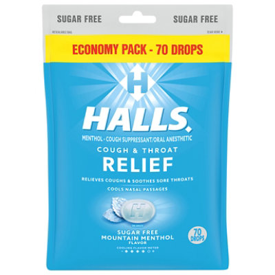 HALLS Cough Suppressant Drops Triple Soothing Action Sugar Free