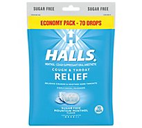 HALLS Cough Suppressant Drops Triple Soothing Action Sugar Free Mountain Menthol - 70 Count