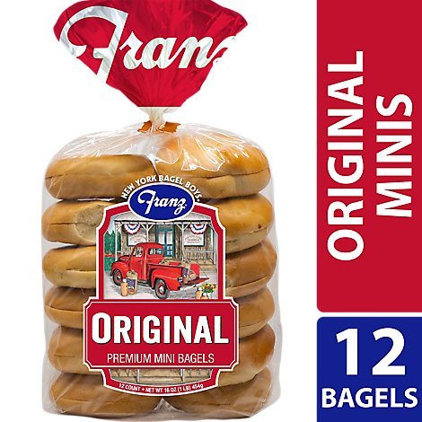 Franz Bagels Premium Mini Plain 12 Count - 16 Oz