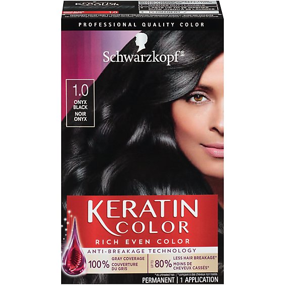 Schwarzkopf Keratin Color 1.0 Black Onyx Permanent Hair Color Cream - Each