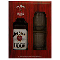 Jim Beam Whiskey Bourbon And 2 Rocks Glasses Gift Set - 750 Ml
