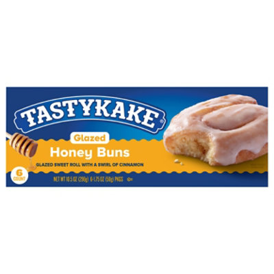 Tastykake Glazed Honey Buns Individually Wrapped Pastry Snacks- 6 Count - Image 1