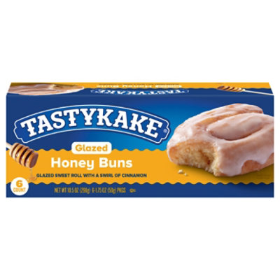 Tastykake Glazed Honey Buns Individually Wrapped Pastry Snacks- 6 Count - Image 1