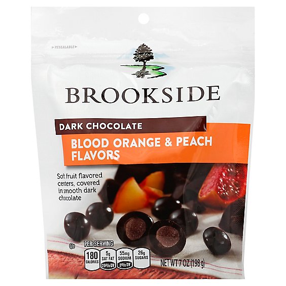 Brookside Dark Chocolate Blood Orange & Peach Flavors - 7 Oz