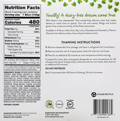 Daiya Dairy Free Gluten Free New York Vegan Cheesecake Dessert - 14.1 Oz - Image 5