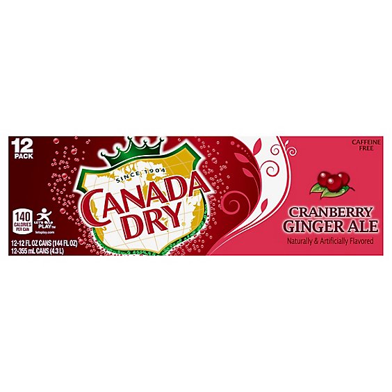 Canada Dry Cranberry Ginger Ale In Can - 12-12 Fl. Oz.