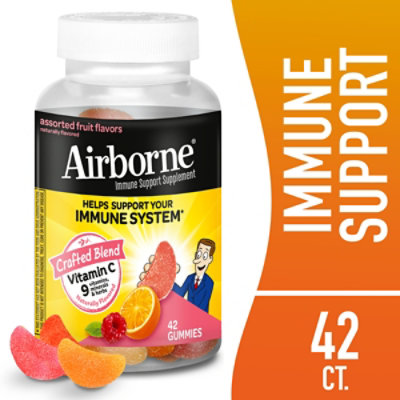 Airborne Immune Support Supplement Gummies Assorted Fruit Flavor - 42 Count - Image 1