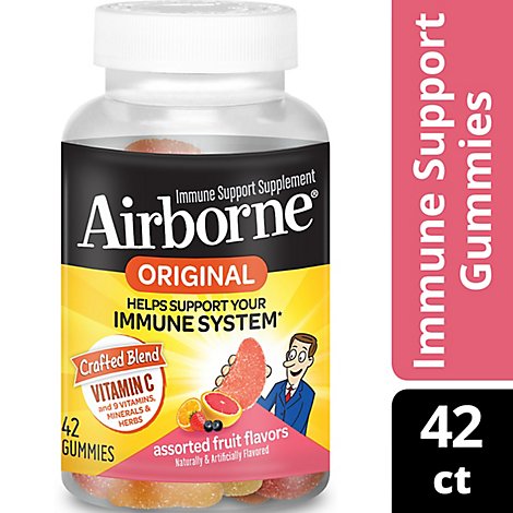 Airborne Immune Support Supplement Gummies Assorted Fruit Flavor - 42 Count