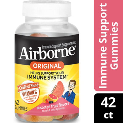 Airborne Immune Support Supplement Gummies Assorted Fruit Flavor - 42 Count