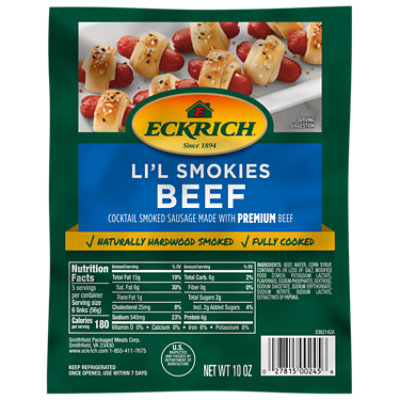 Eckrich Li'l Smokies Beef Cocktail Smoked Sausage Links - 10 Oz