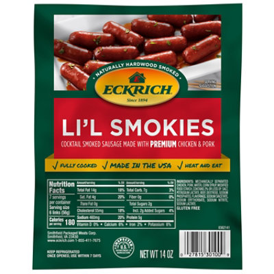 Eckrich Li'l Smokies Cocktail Smoked Sausage Links - 14 Oz - Image 1