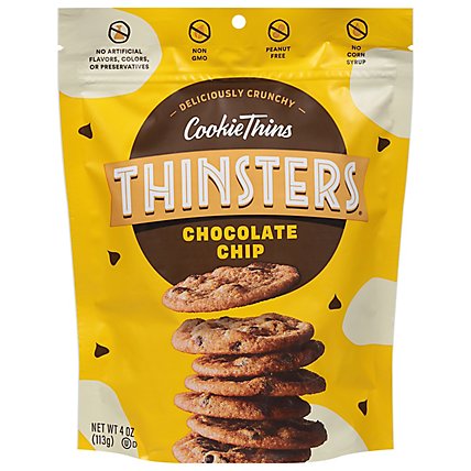 Mrs. Thinsters Cookie Thins Deliciously Crunchy Cookies Chocolate Chip - 4 Oz - Image 2