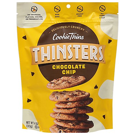 Mrs. Thinsters Cookie Thins Deliciously Crunchy Cookies Chocolate Chip - 4 Oz