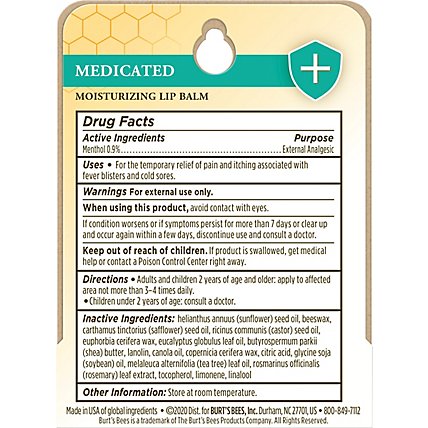 Burts Bees Lip Balm Medicated - 0.15 Oz - Image 5