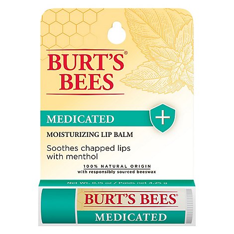 Burts Bees Lip Balm Medicated - 0.15 Oz