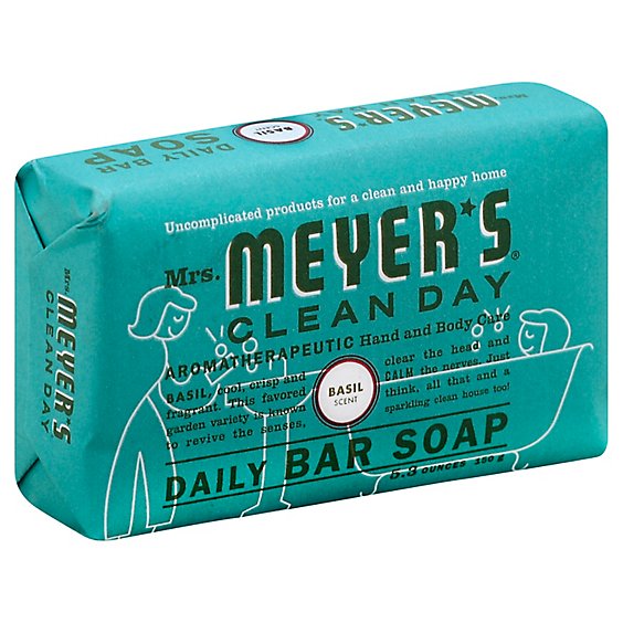 Mrs Meyers Clean Day Soap Daily Bar Basil Scent - 5.3 Oz