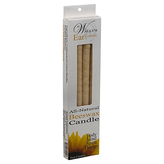 Wally Ear Candle Beeswax Plain - 4 Count