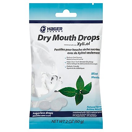 Hager Pharma Dry Mouth Drops Sugarless Mint - 2 Oz - Image 1